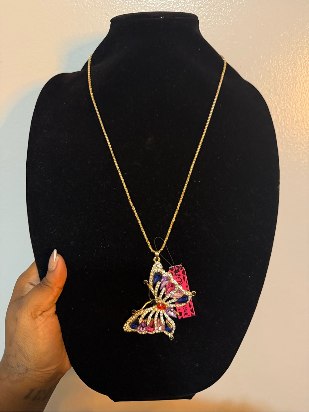Betsey Johnson Gold-Tone Multicolor Butterfly Necklace